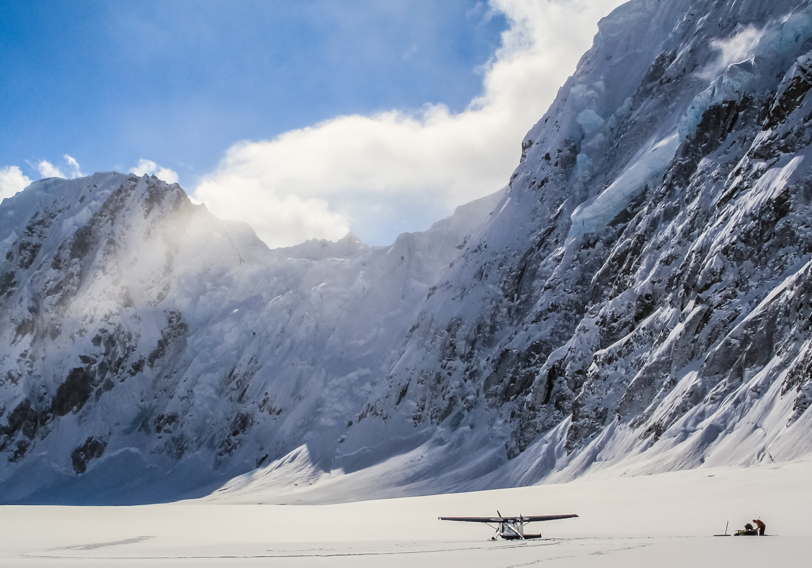 West Fork of Ruth Glacier with views of Peak 11,300 and surrounding mountains